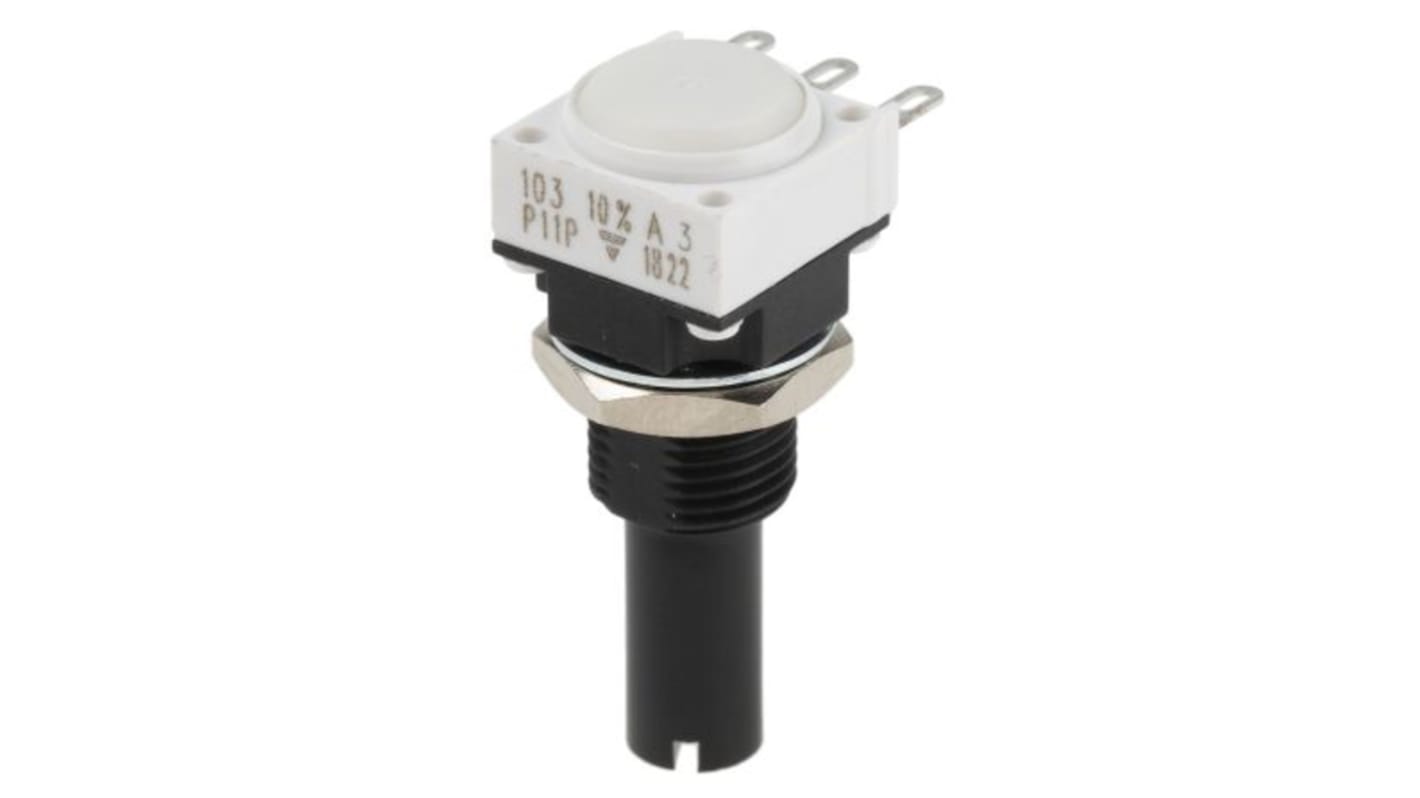Vishay P11P 10kΩ Rotary Potentiometer 1-Gang Panel Mount, P11P1F0GJSY00103KA