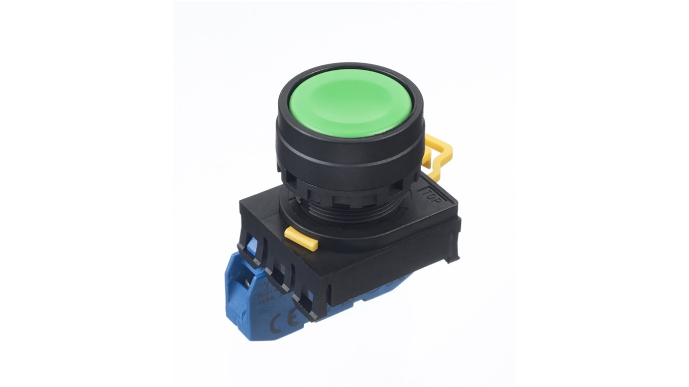 Idec YW Series Illuminated Push Button Complete Unit, Panel Mount, 22mm Cutout, SPST, IP65