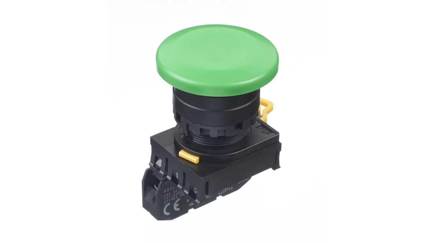 Idec YW Series Illuminated Push Button Complete Unit, Panel Mount, 22mm Cutout, SPST, IP65