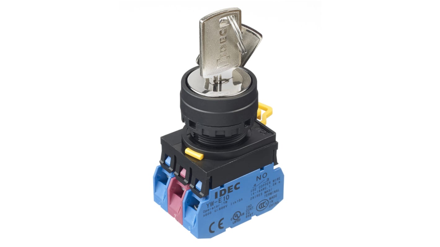 Idec IP65 Key Switch, DPDT 3-Way