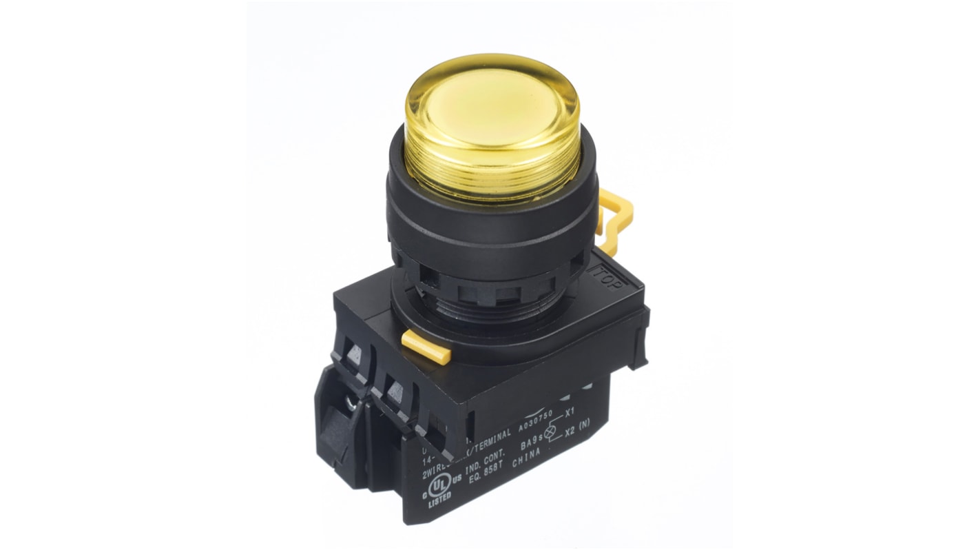 Idec YW Series Illuminated Push Button Complete Unit, Panel Mount, 22mm Cutout, SPST, IP65