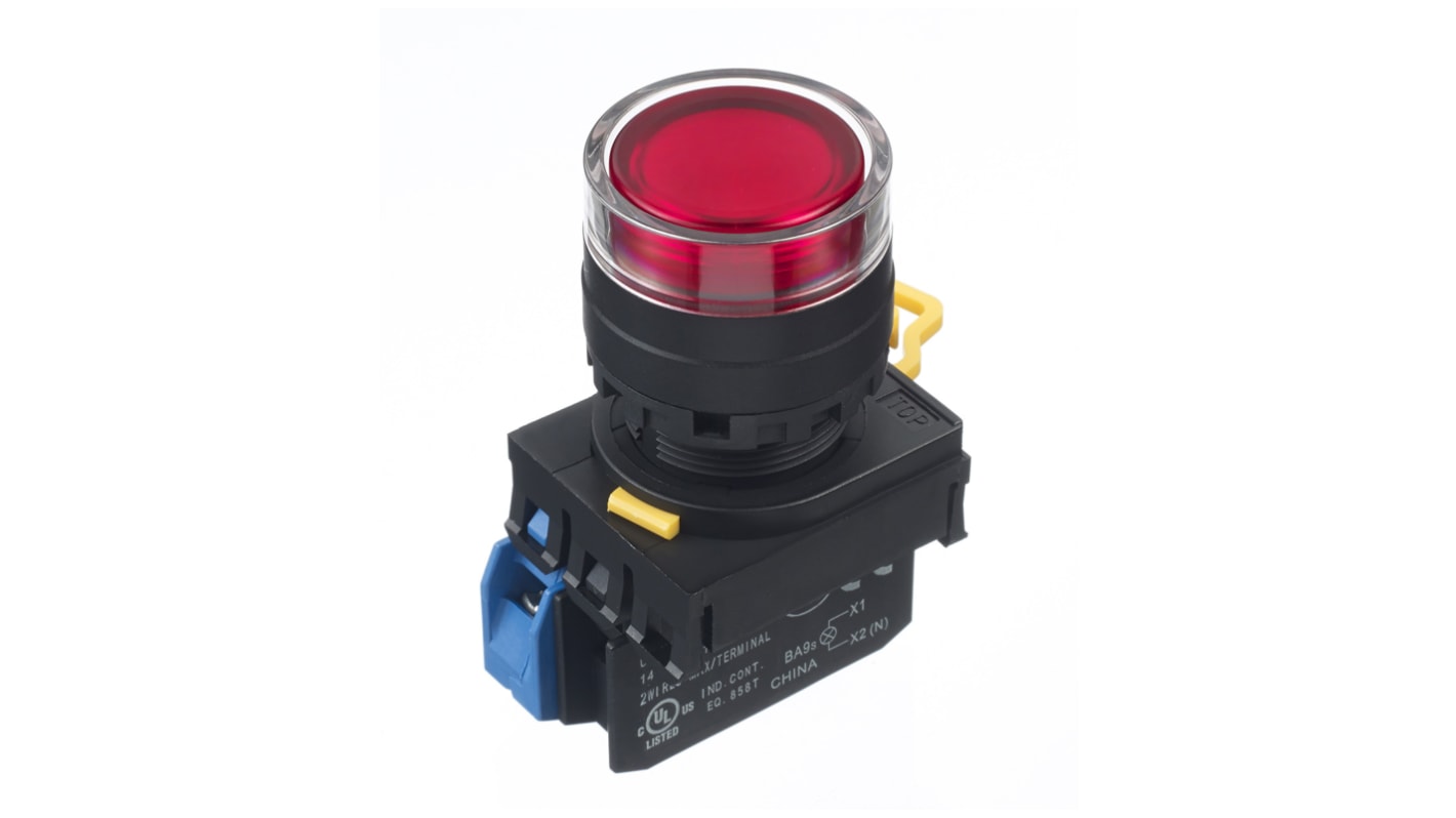 Idec YW Series Illuminated Push Button Complete Unit, Panel Mount, 22mm Cutout, SPST, IP65
