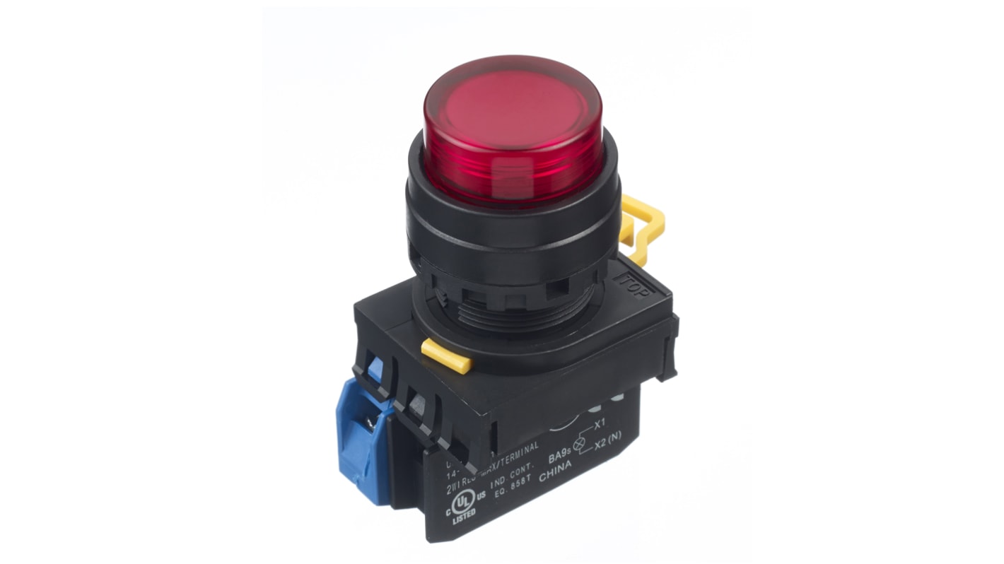 Idec YW Series Illuminated Push Button Complete Unit, Panel Mount, 22mm Cutout, SPST, IP65