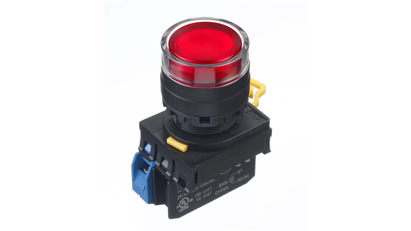 Idec YW Series Illuminated Push Button Complete Unit, Panel Mount, 22mm Cutout, SPST, IP65
