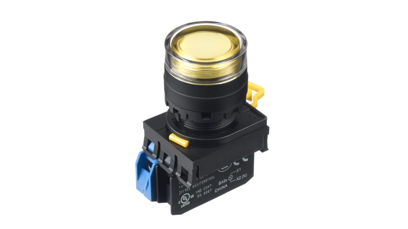 Idec YW Series Illuminated Push Button Complete Unit, Panel Mount, 22mm Cutout, SPST, IP65