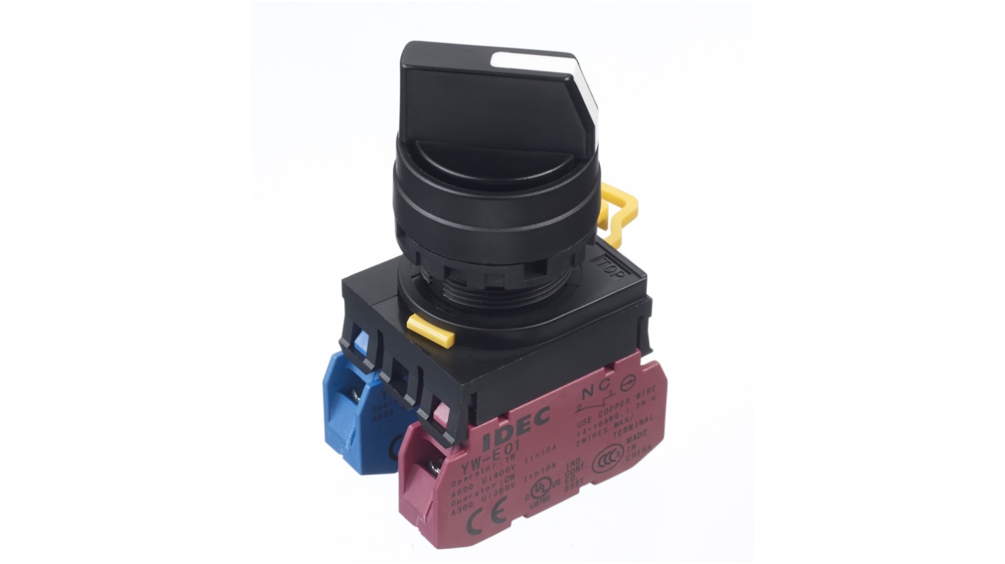 Idec Spring Return Selector Switch - (SPDT) 22mm Cutout Diameter, Illuminated 2 Positions