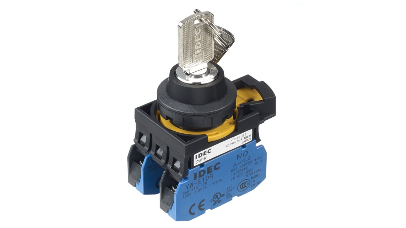 Idec IP66 Key Switch, DPST 3-Way