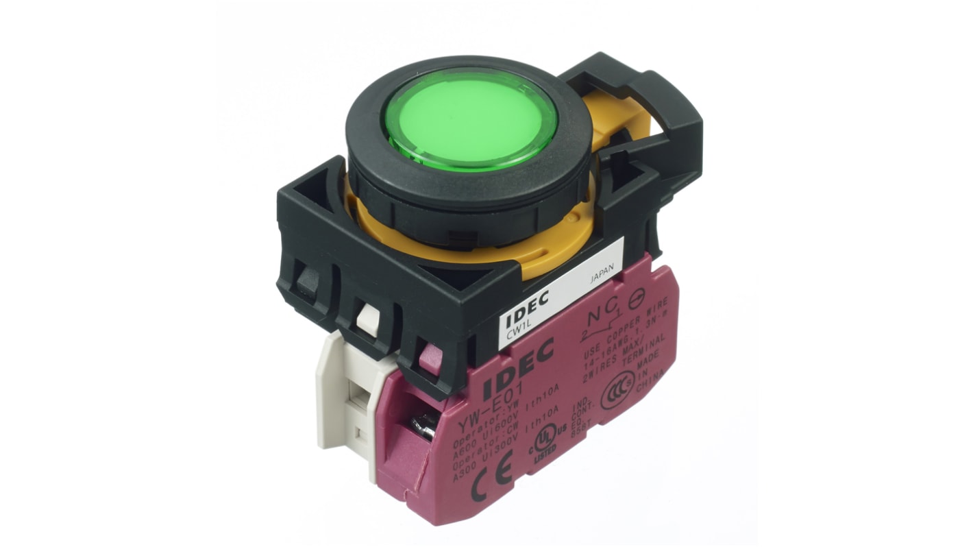 Pulsante Idec, SPST, luminoso, IP65 Montaggio a pannello