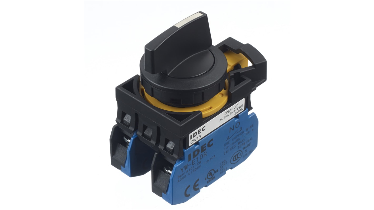 Idec Spring Return Selector Switch - (DPST) 22mm Cutout Diameter 3 Positions