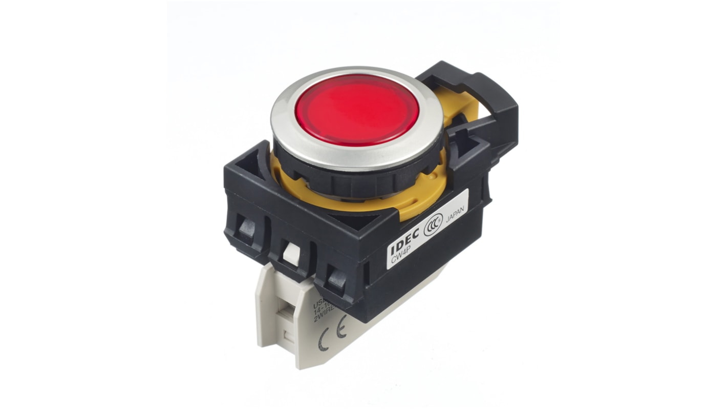 Idec CW Series Push Button, Panel Mount, 22mm Cutout, 230 / 240V ac/dc, IP66