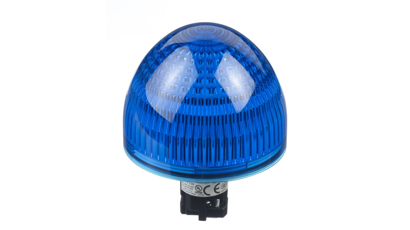 Idec, HW, Flush Mount Blue LED Pilot Light Complete, 22mm Cutout, IP65, Dome, 24V ac/dc