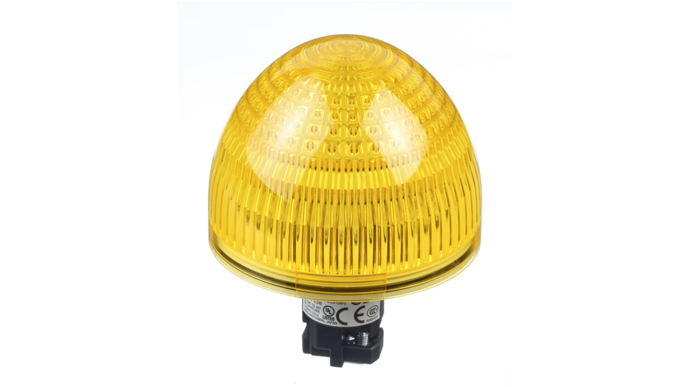 Idec, HW, Flush Mount Yellow LED Pilot Light Complete, 22mm Cutout, IP65, Dome, 24V ac/dc