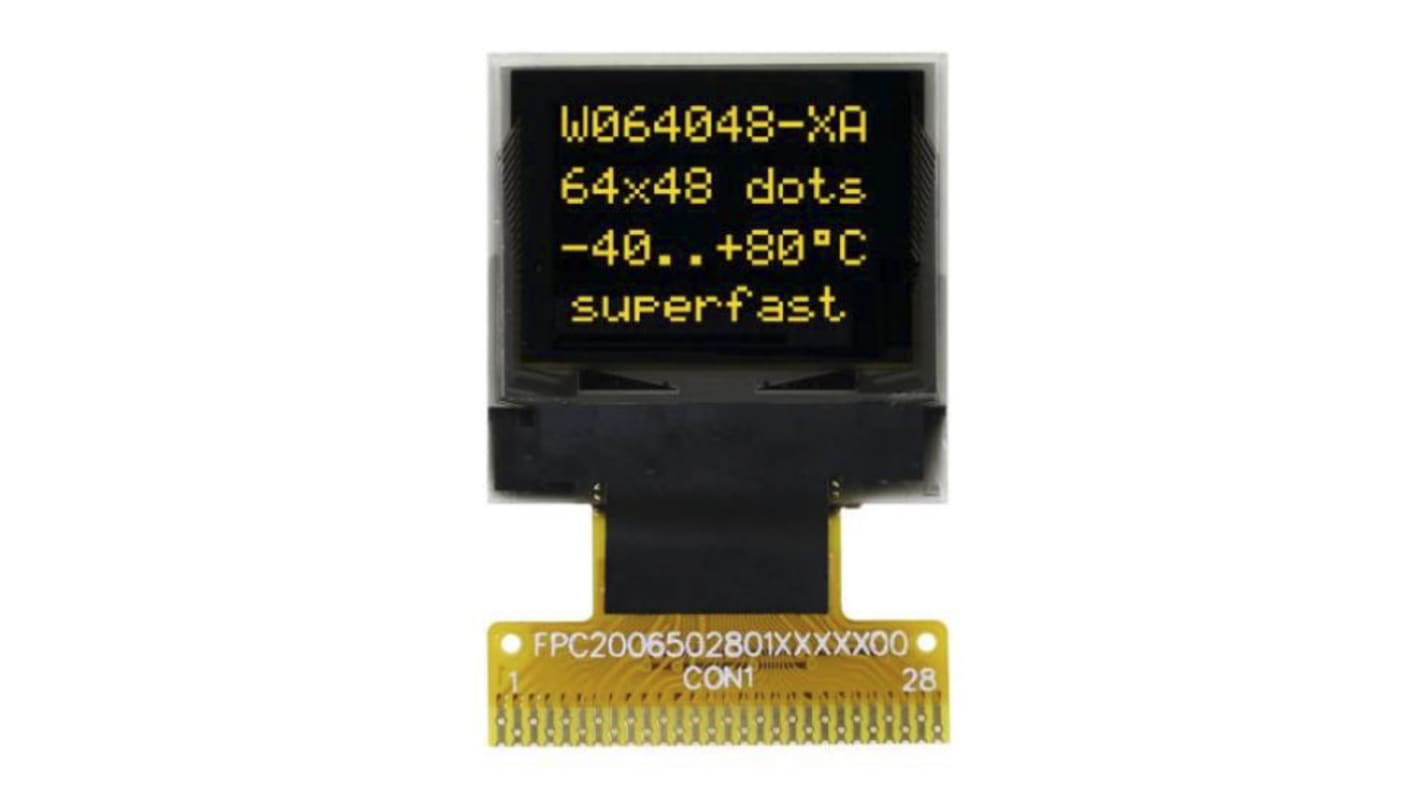 Display Visions OLED-Display 64 x 48pixels, 15.42 x 12.06mm Gelb Passiv-Matrix, I2C, SPI Interface