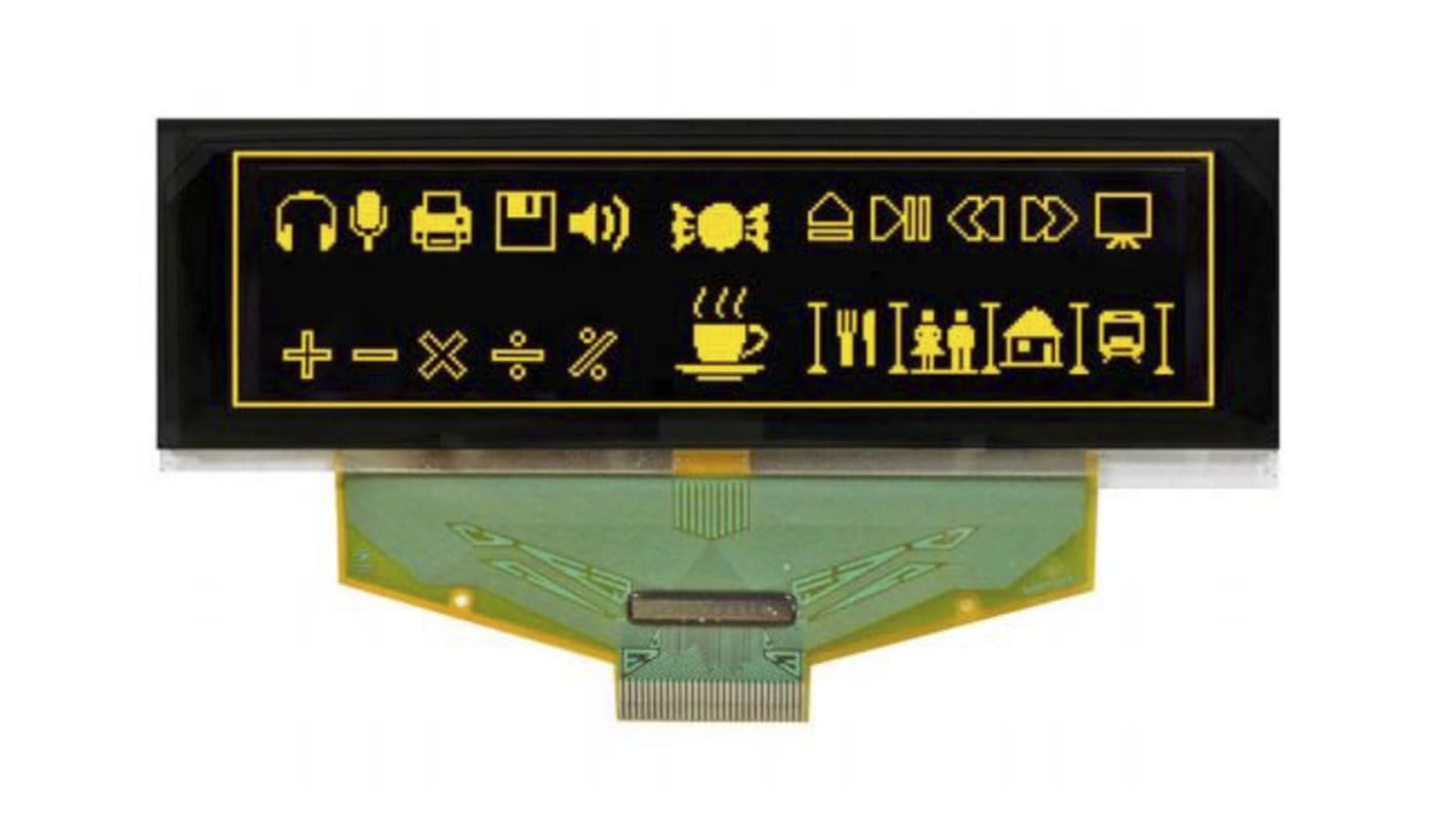 Display Visions Yellow Passive matrix OLED Display 256 x 64pixels COB SPI Interface