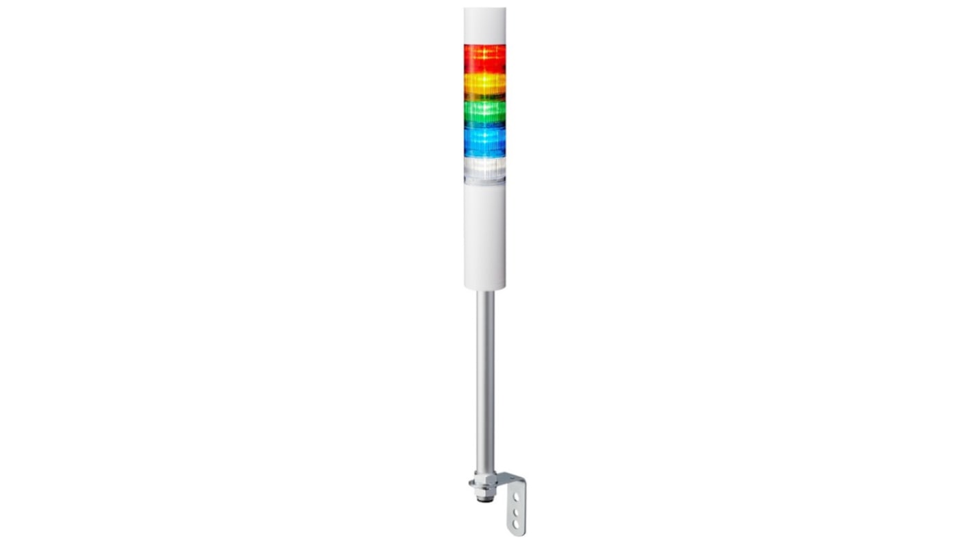 Columna de señalización Patlite LR6, LED, con 5 elementos  de color, 88dB @ 1 m, 24 V dc