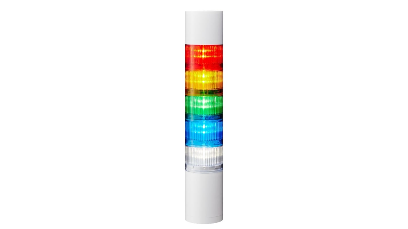 Rs-Online Torretta di segnalazione Patlite 24 V c.c. LED 5 elementi lenti A colori con Cicalino