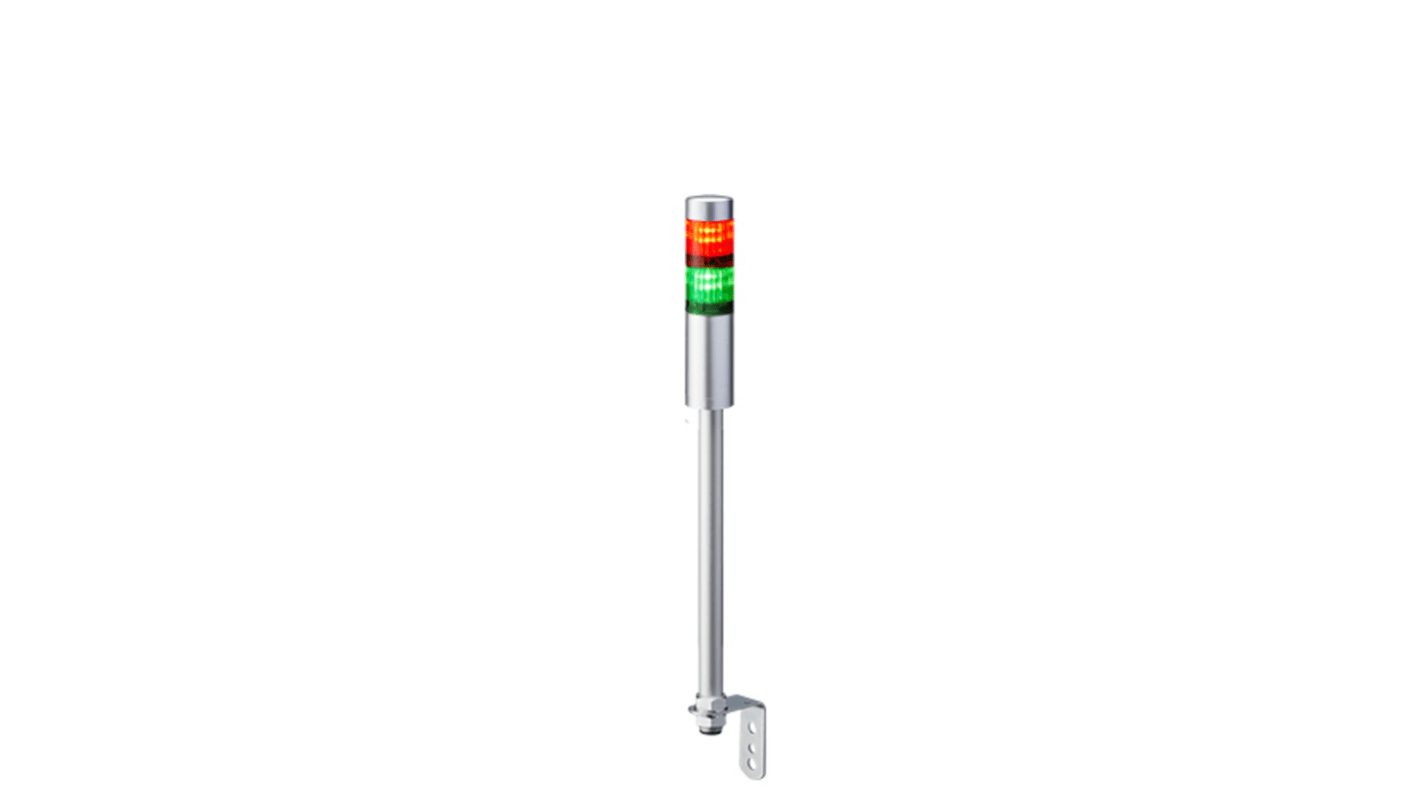 Patlite LR4 Series Coloured Signal Tower, 2 Lights, 24 V dc, Pole Mount