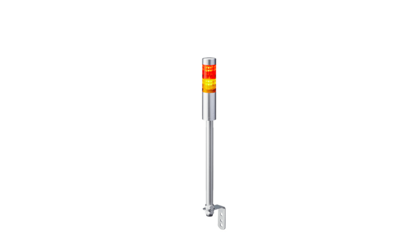 Patlite LR4 Series Coloured Signal Tower, 2 Lights, 24 V dc, Pole Mount