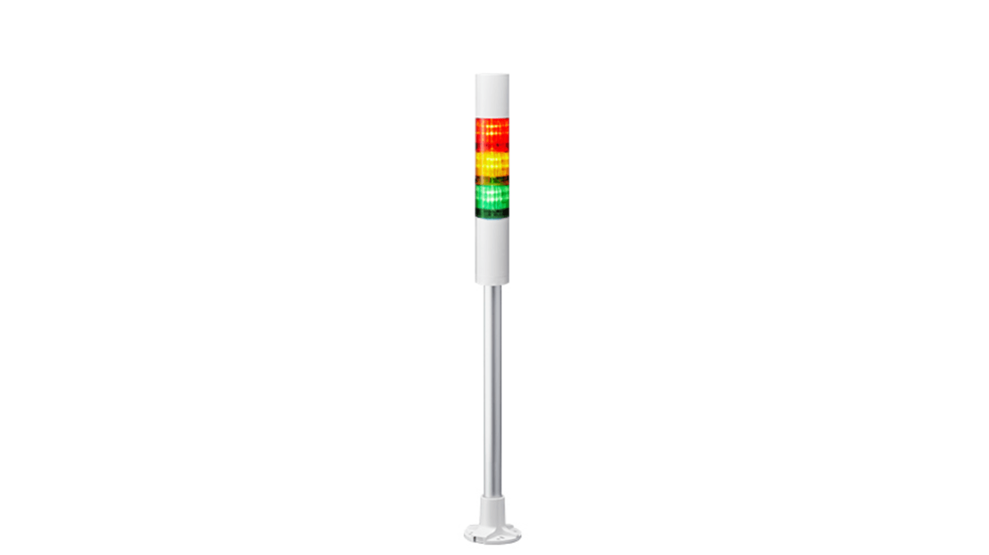 Columna de señalización Patlite LR4, LED, con 3 elementos de color, 90dB @ 1 m, 24 V dc