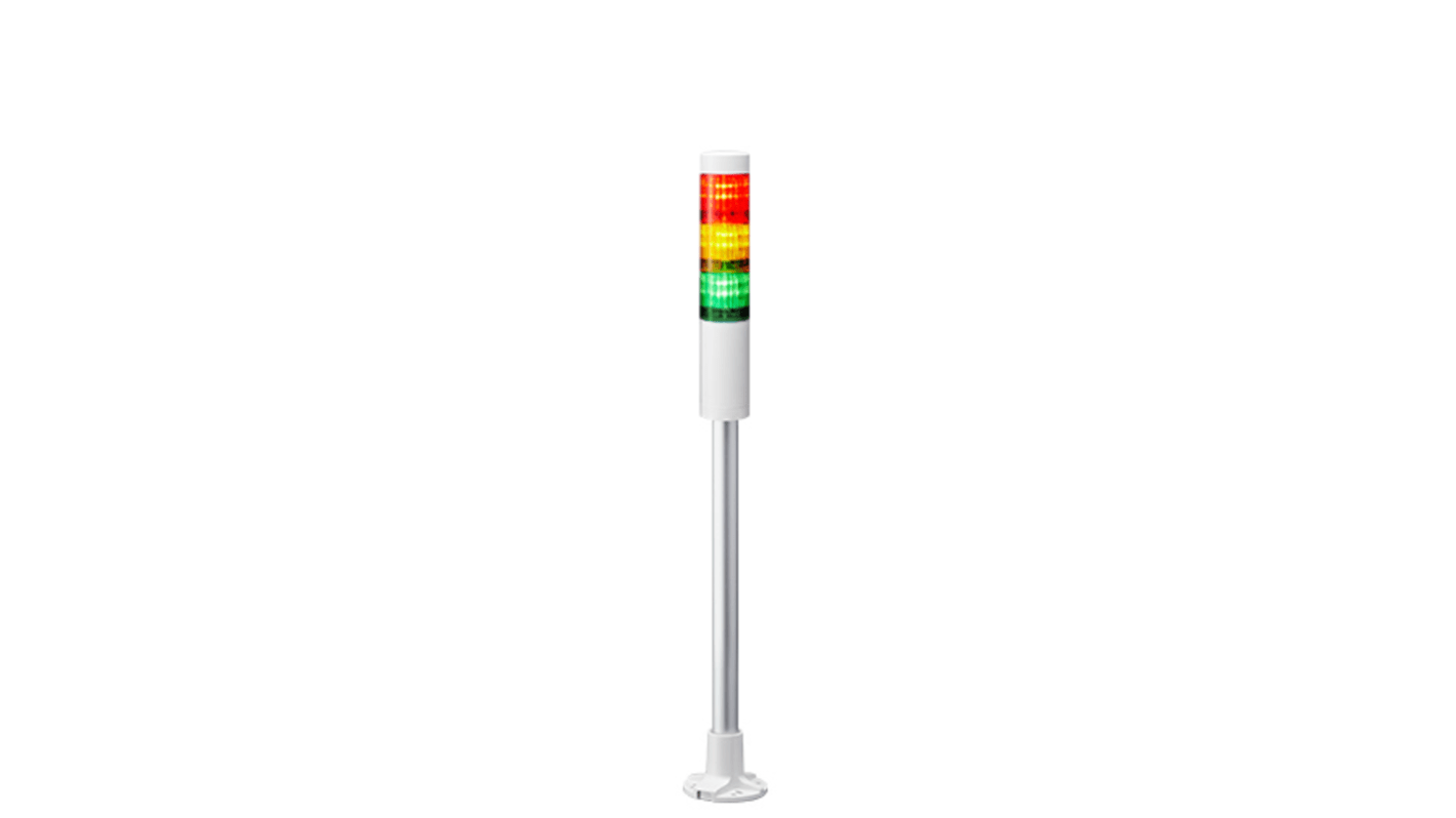 Patlite LR4 Series Coloured Signal Tower, 3 Lights, 24 V dc, Pole Mount