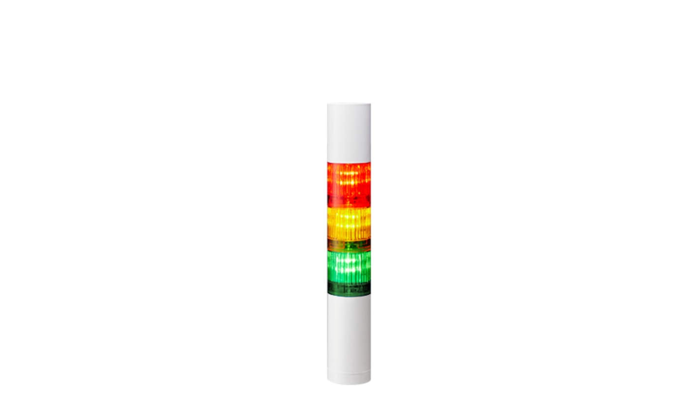 Columna de señalización Patlite LR4, LED, con 3 elementos de color, 90dB @ 1 m, 24 V dc