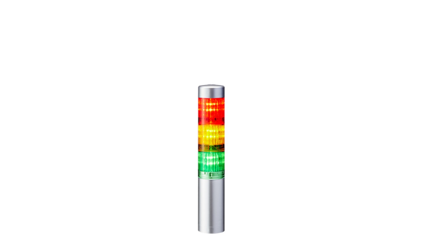 Patlite LR4 Series Coloured Signal Tower, 3 Lights, 24 V dc, Direct Mount