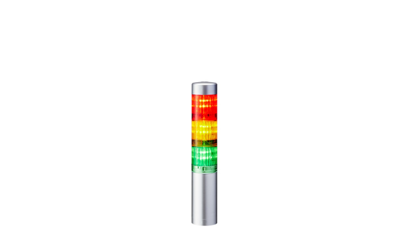 Columna de señalización Patlite LR4, LED, con 3 elementos  de color, 90dB @ 1 m, 24 V dc