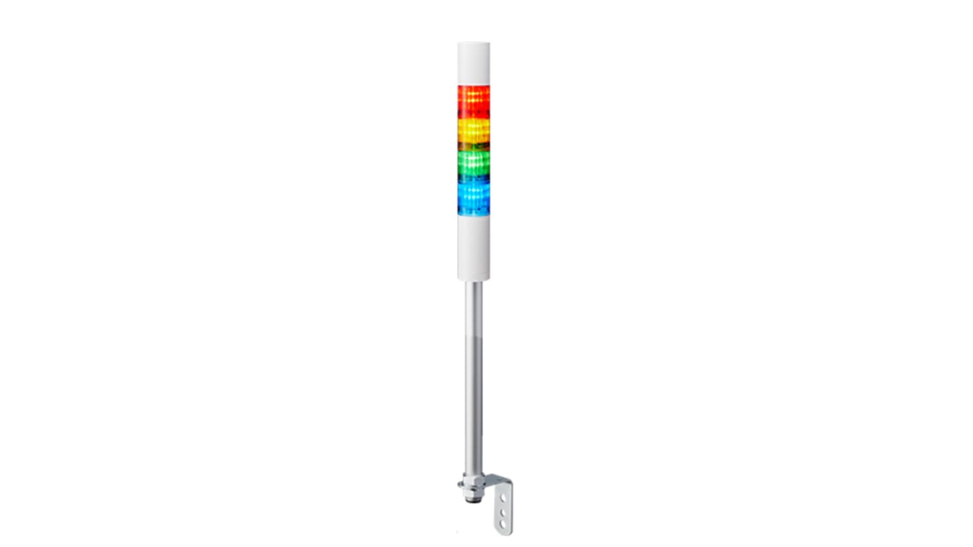 Patlite LR4 LED Signalturm bis 4-stufig mehrfarbig LED Rot/Gelb/Grün/Blau + Summer Blitz, Dauer 578.5mm Multifunktion