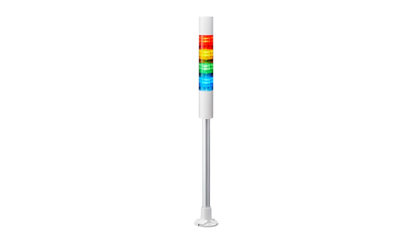 Torretta di segnalazione Patlite, 24 V c.c., LED, 4 elementi, lenti A colori, con Cicalino