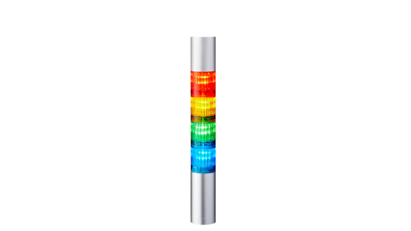 Patlite LR4 LED Signalturm bis 4-stufig mehrfarbig LED Rot/Gelb/Grün/Blau Dauer 549mm Multifunktion