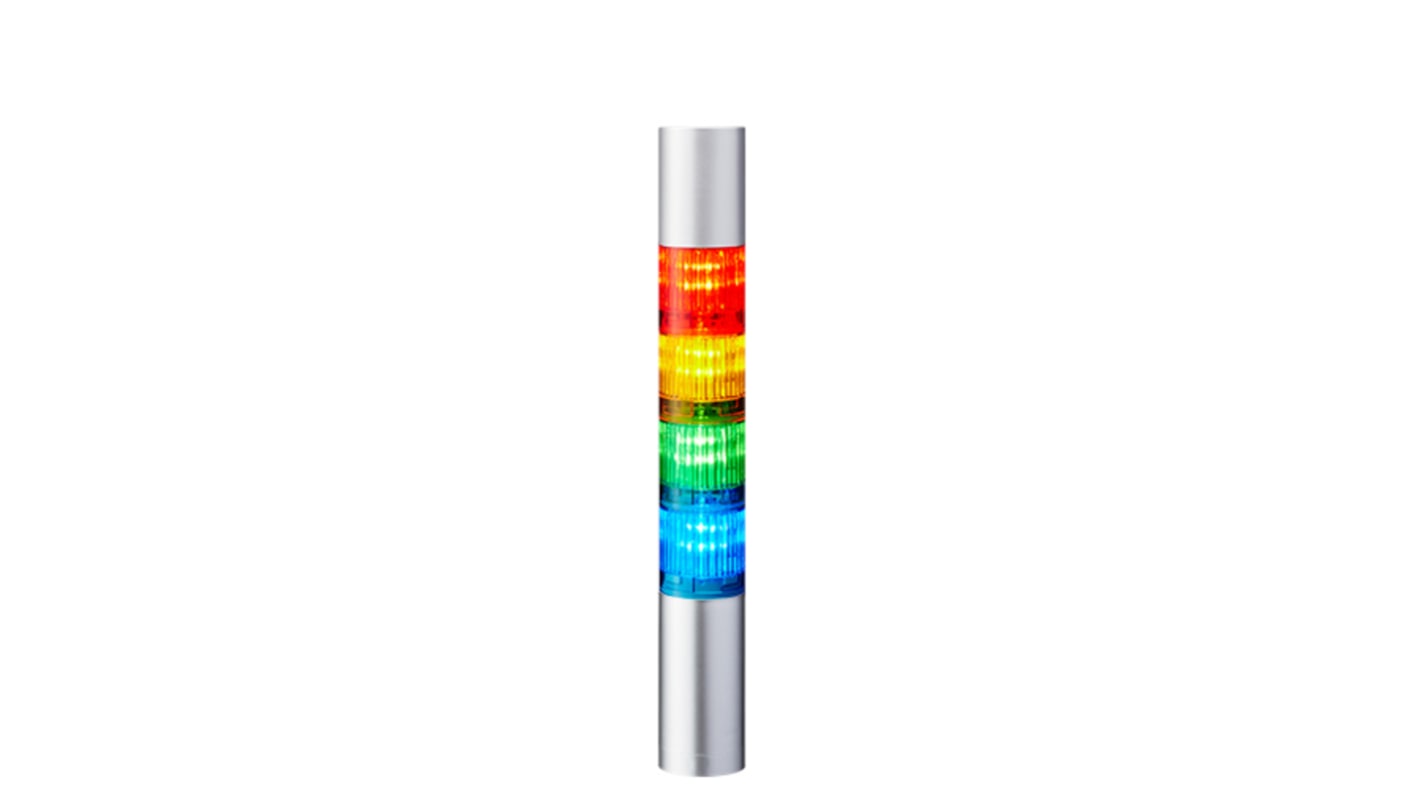 Torretta di segnalazione Patlite, 24 V c.c., LED, 4 elementi, lenti A colori