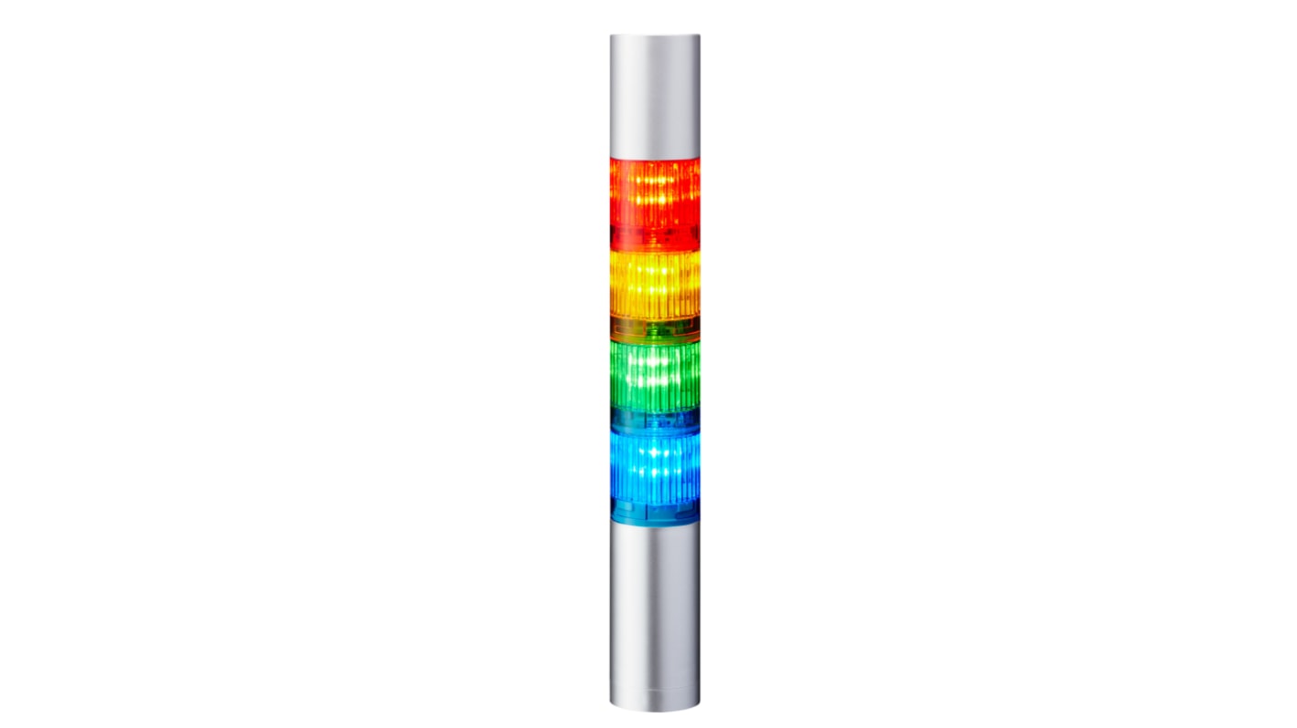 Rs-Online Torretta di segnalazione Patlite 24 V c.c. LED 4 elementi lenti A colori con Cicalino