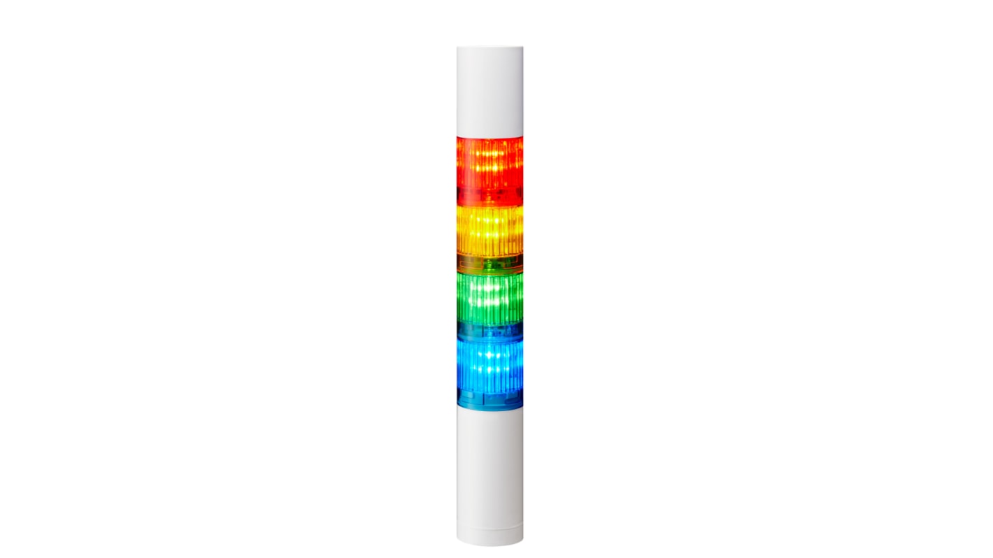 Columna de señalización Patlite LR4, LED, con 4 elementos  de color, 90dB @ 1 m, 24 V dc