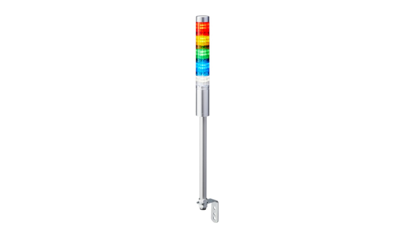 Columna de señalización Patlite LR4, LED, con 5 elementos de color, 24 V dc