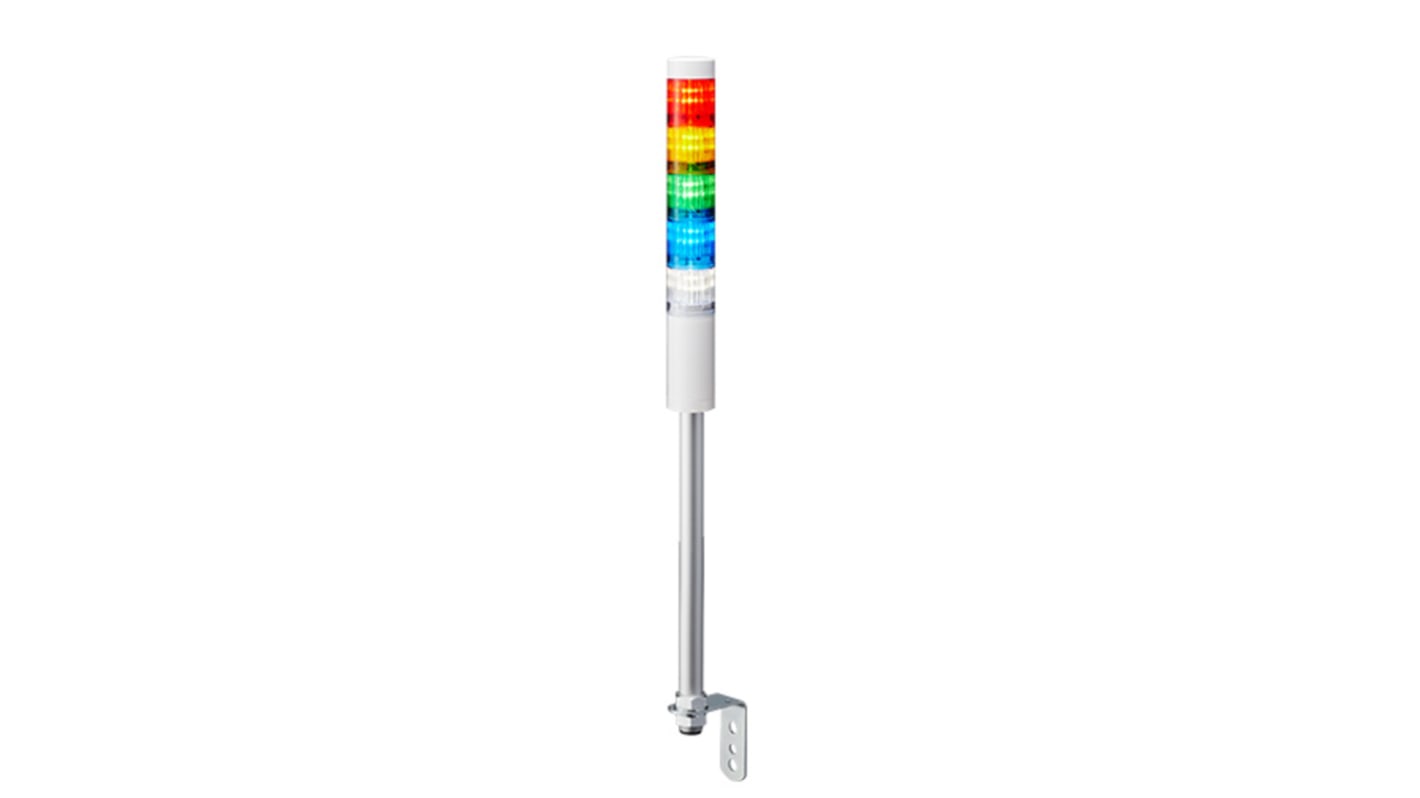 Columna de señalización Patlite LR4, LED, con 5 elementos de color, 24 V dc