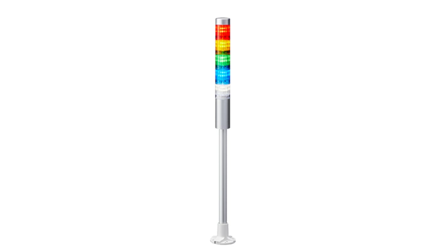 Patlite LR4 Series Coloured Signal Tower, 5 Lights, 24 V dc, Pole Mount