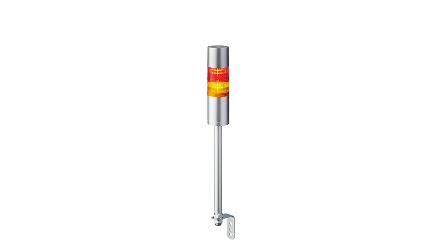 Patlite LR6 LED Signalturm 2-stufig mehrfarbig LED Rot/Gelb + Summer Blitz, Dauer 498.5mm Multifunktion