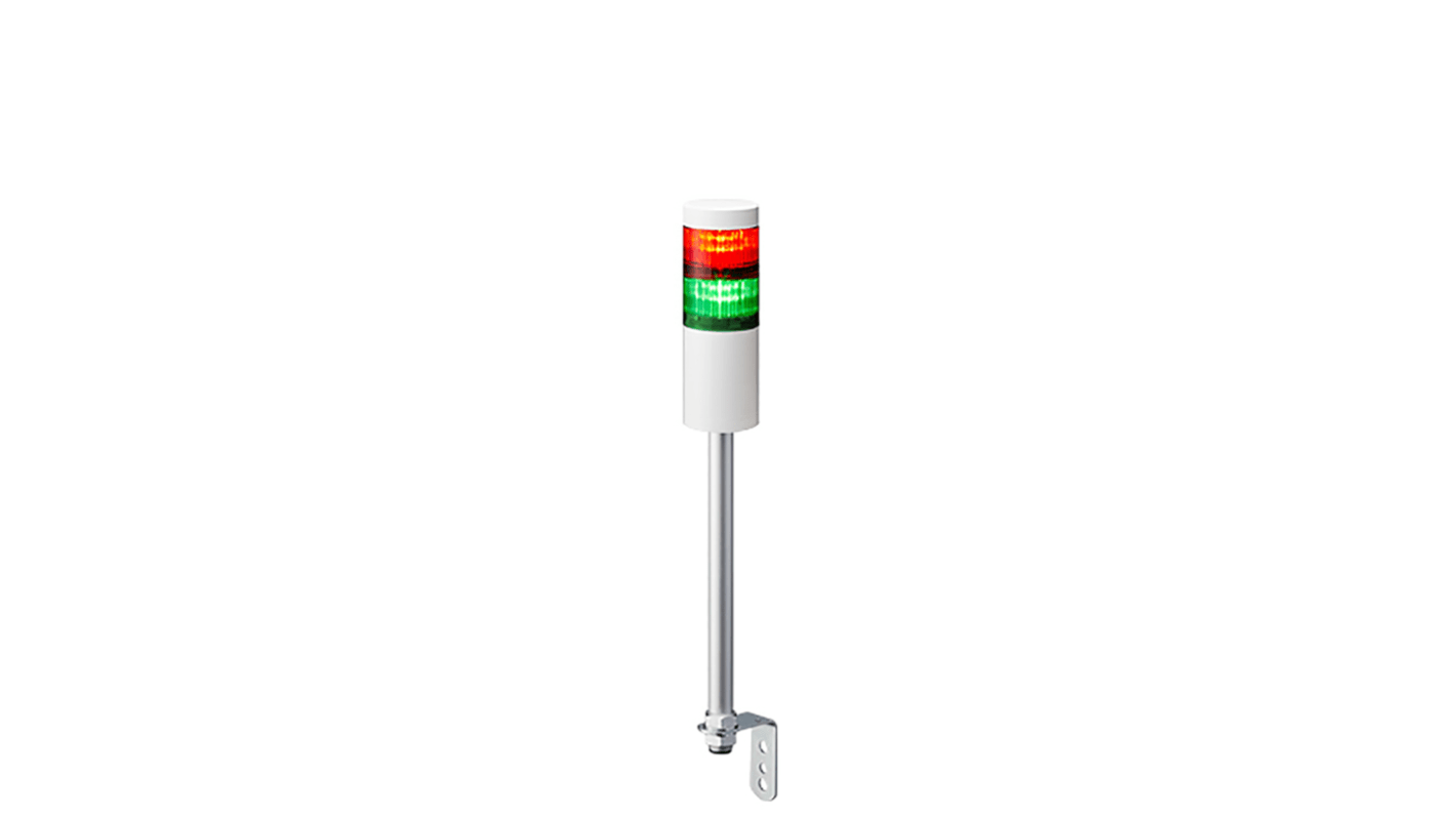 Patlite LR6 Series Coloured Signal Tower, 2 Lights, 24 V dc, Pole Mount