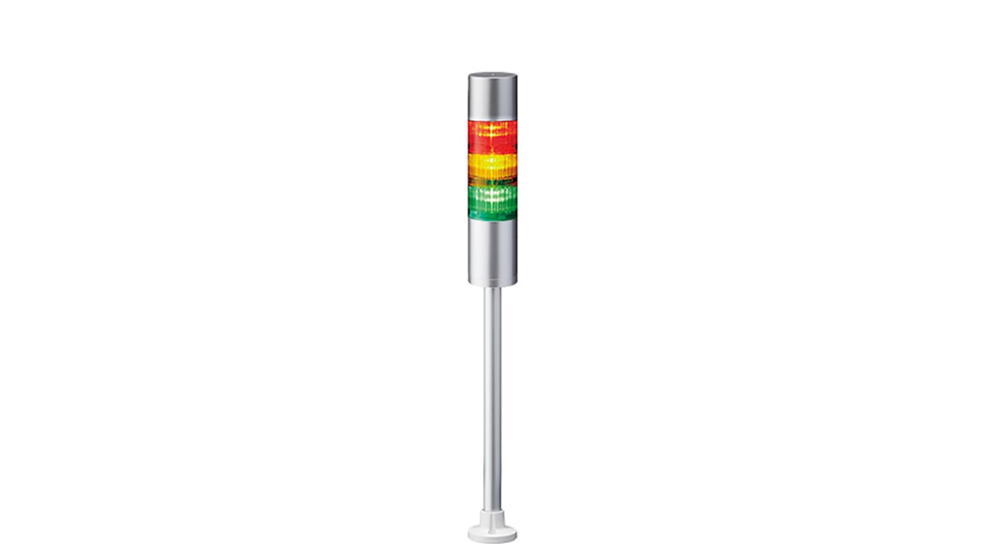 Columna de señalización Patlite LR6, LED, con 3 elementos de color, 90dB @ 1 m, 24 V dc