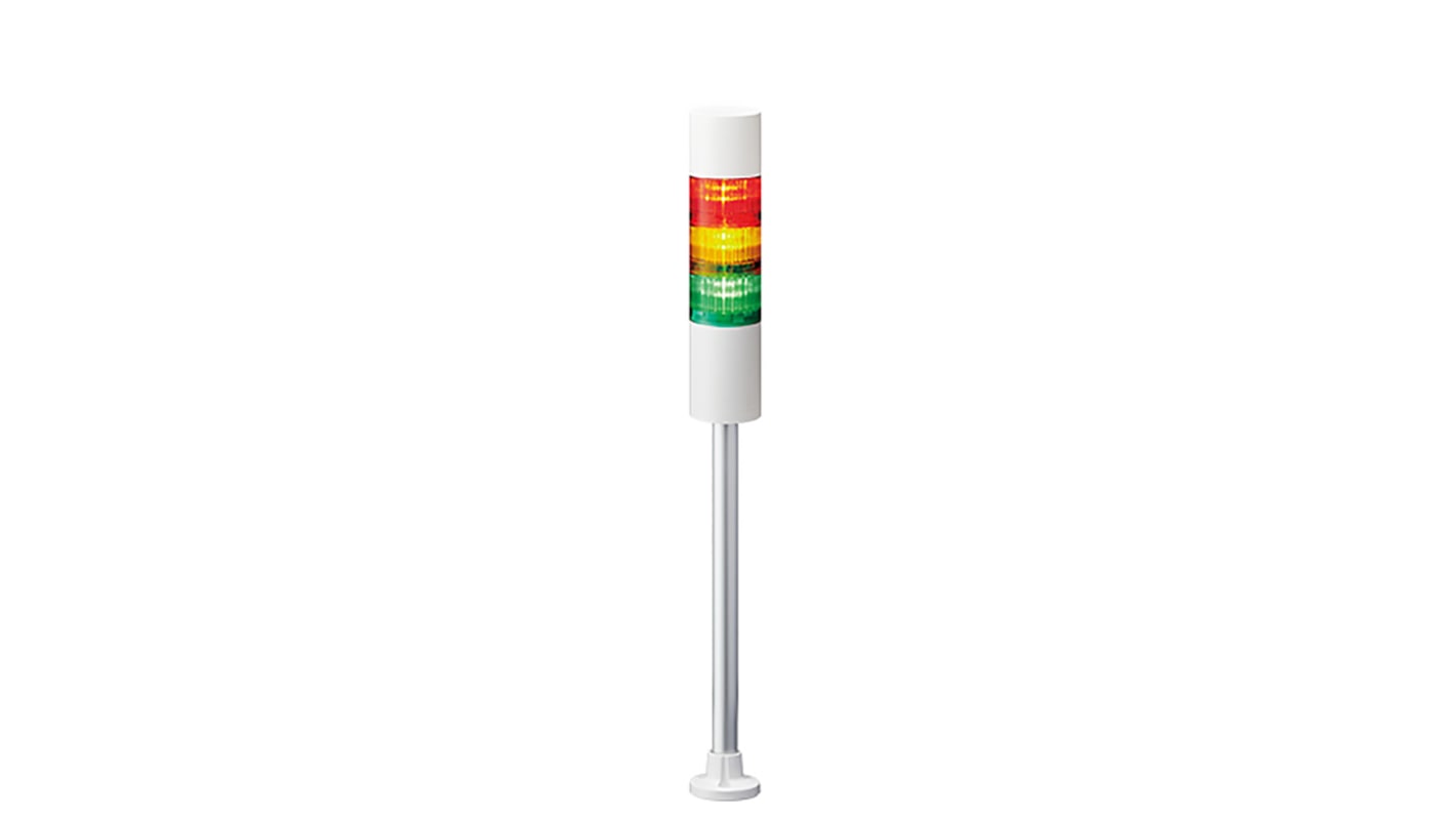 Columna de señalización Patlite LR6, LED, con 3 elementos de color, 90dB @ 1 m, 24 V dc