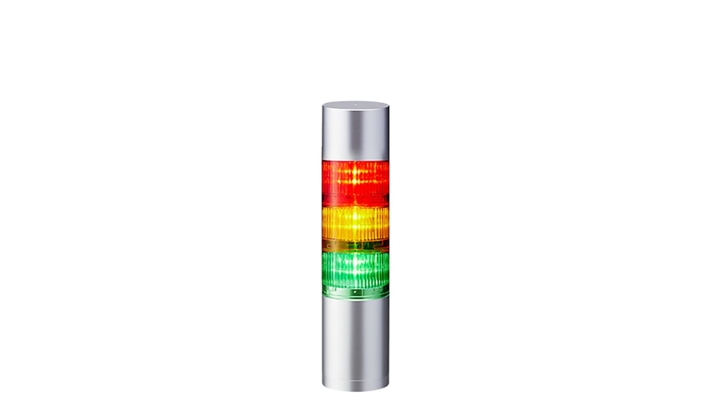 Rs-Online Torretta di segnalazione Patlite 24 V c.c. LED 3 elementi lenti A colori con Cicalino