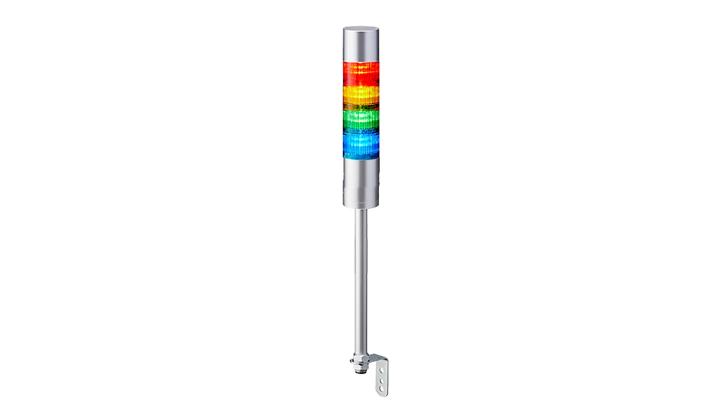 Columna de señalización Patlite LR6, LED, con 4 elementos de color, 90dB @ 1 m, 24 V dc