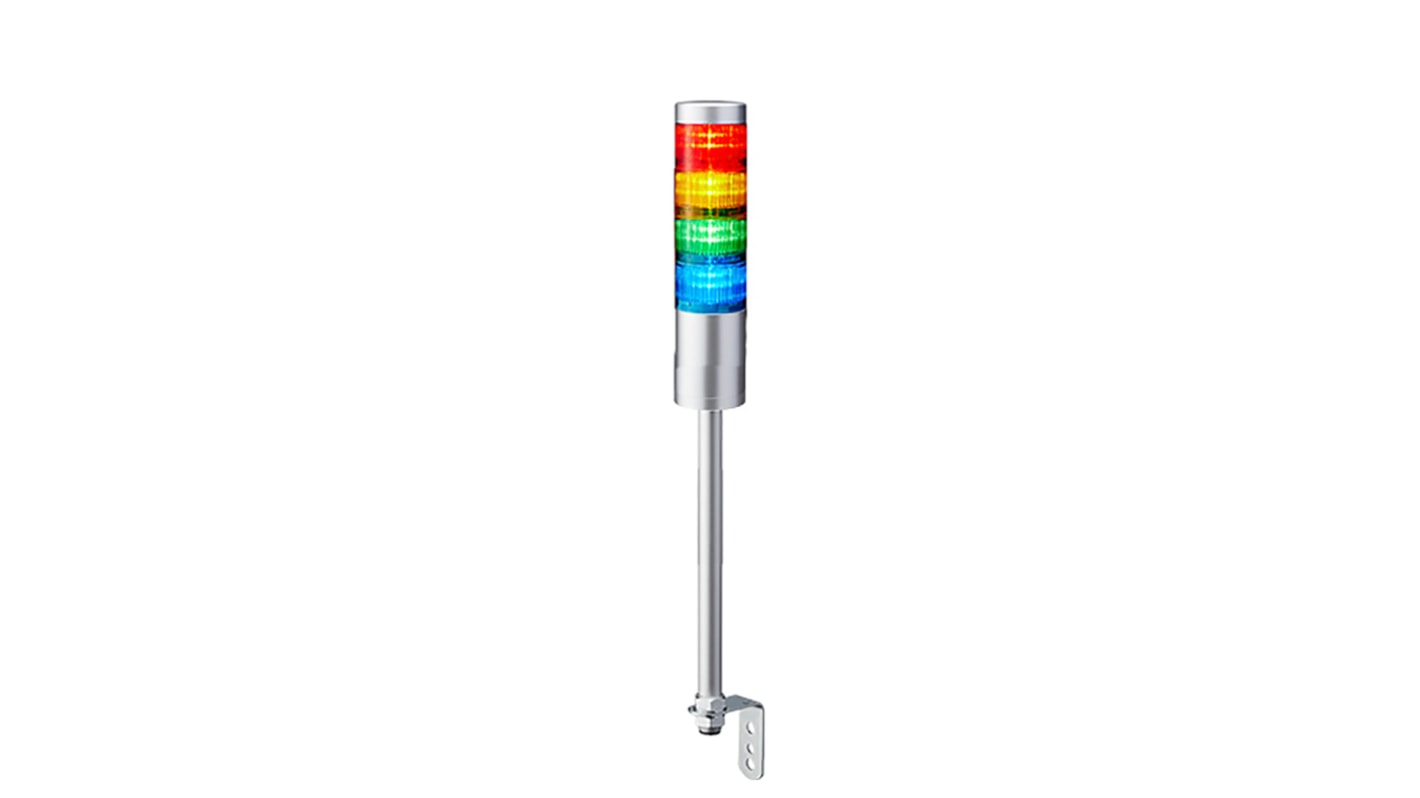 Patlite LR6 Series Coloured Signal Tower, 4 Lights, 24 V dc, Pole Mount