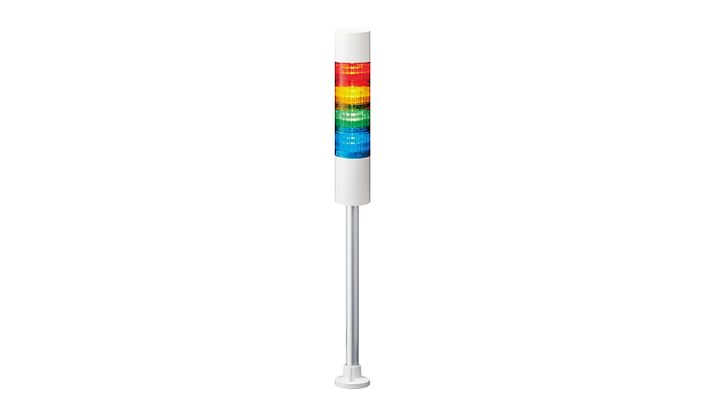 Columna de señalización Patlite LR6, LED, con 4 elementos de color, 90dB @ 1 m, 24 V dc