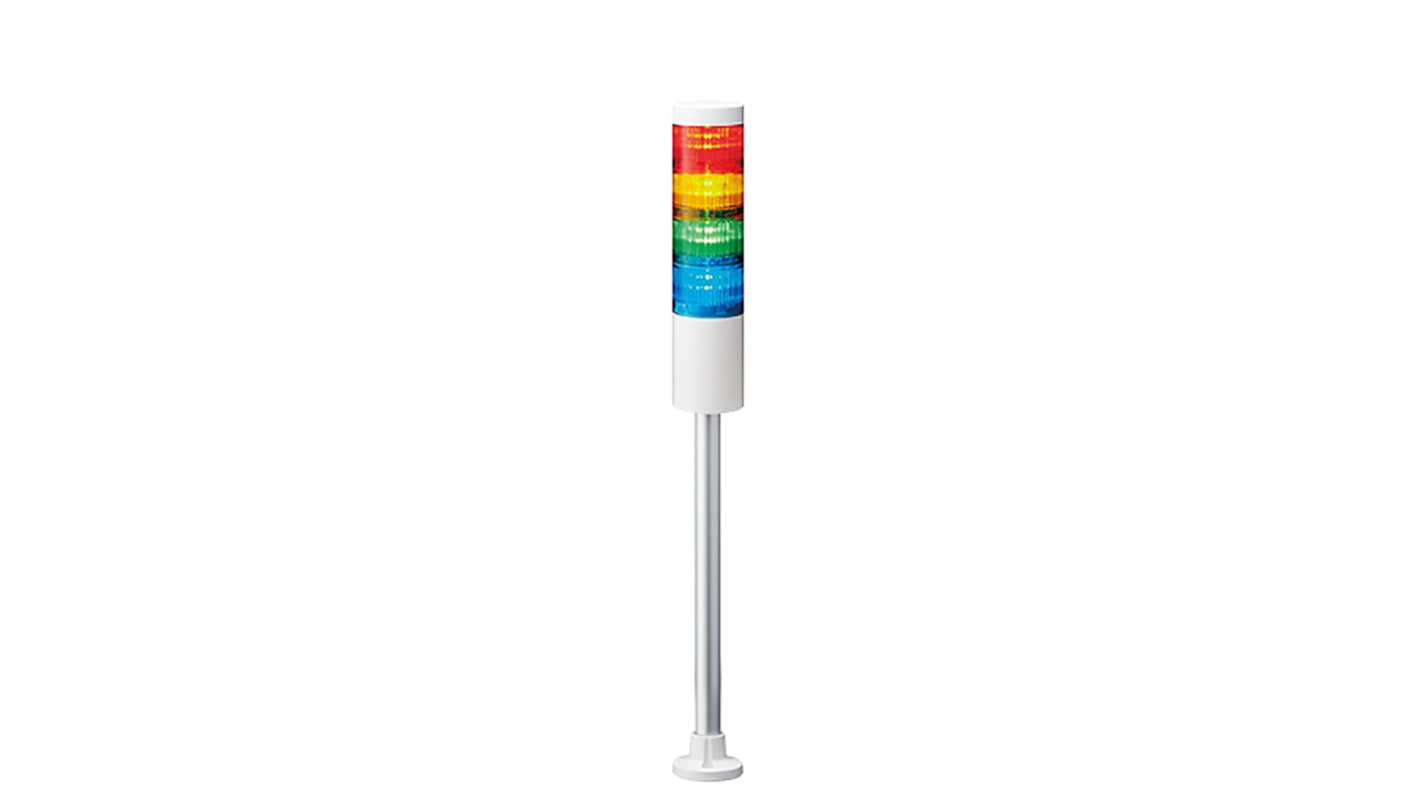 Torretta di segnalazione Patlite, 24 V c.c., LED, 4 elementi, lenti A colori