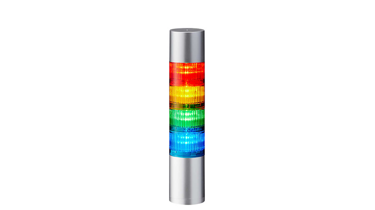 Rs-Online Torretta di segnalazione Patlite 24 V c.c. LED 4 elementi lenti A colori con Cicalino