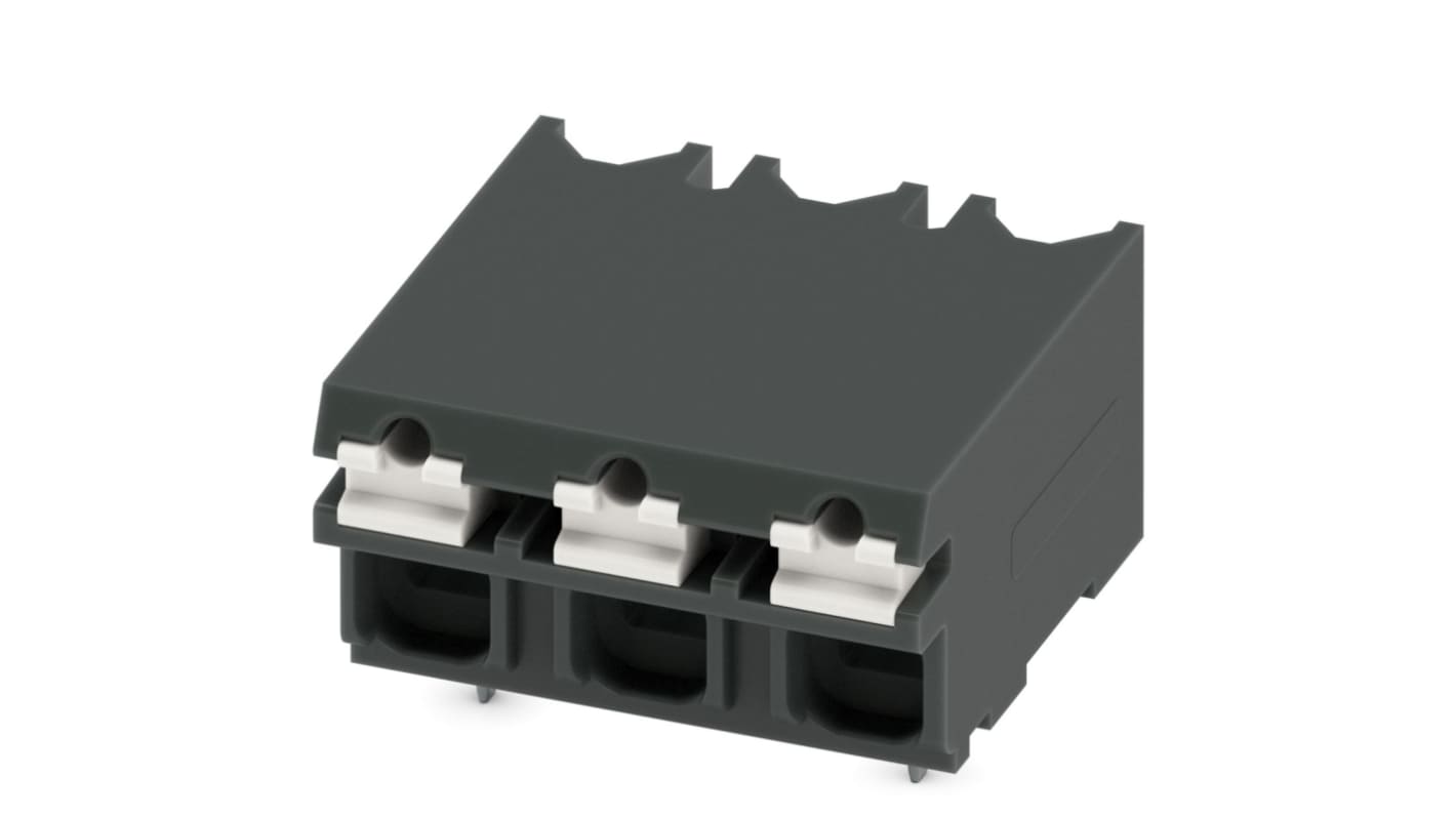 Phoenix Contact SPT-SMD 1.5/ 3-H-5.0 R32 Series PCB Terminal Block, 3-Contact, 5mm Pitch, Surface Mount, 1-Row, Solder
