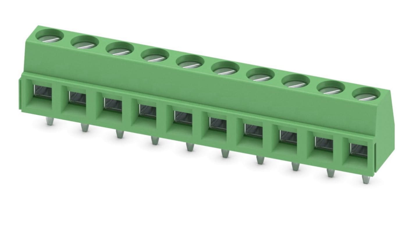 Phoenix Contact MKDSN 1.5/10 Series PCB Terminal Block, 10-Contact, 5mm Pitch, Through Hole Mount, 1-Row, Screw