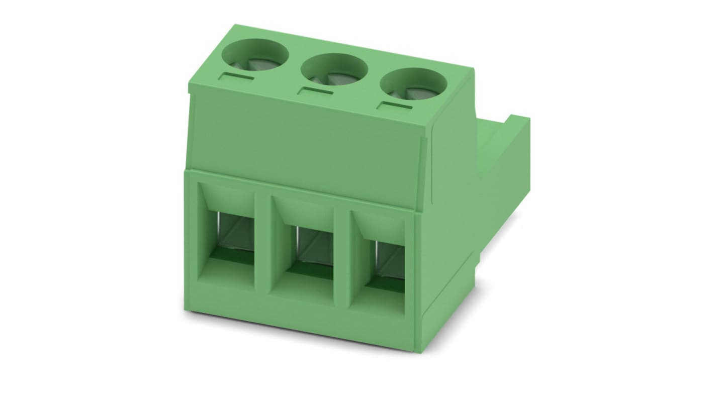 Phoenix Contact, 5mm Pitch, MSTB 2.5/ 3-ST, 3 Way, , Pluggable Terminal Block, Plug, Plug-In, Screw Termination, 1754465