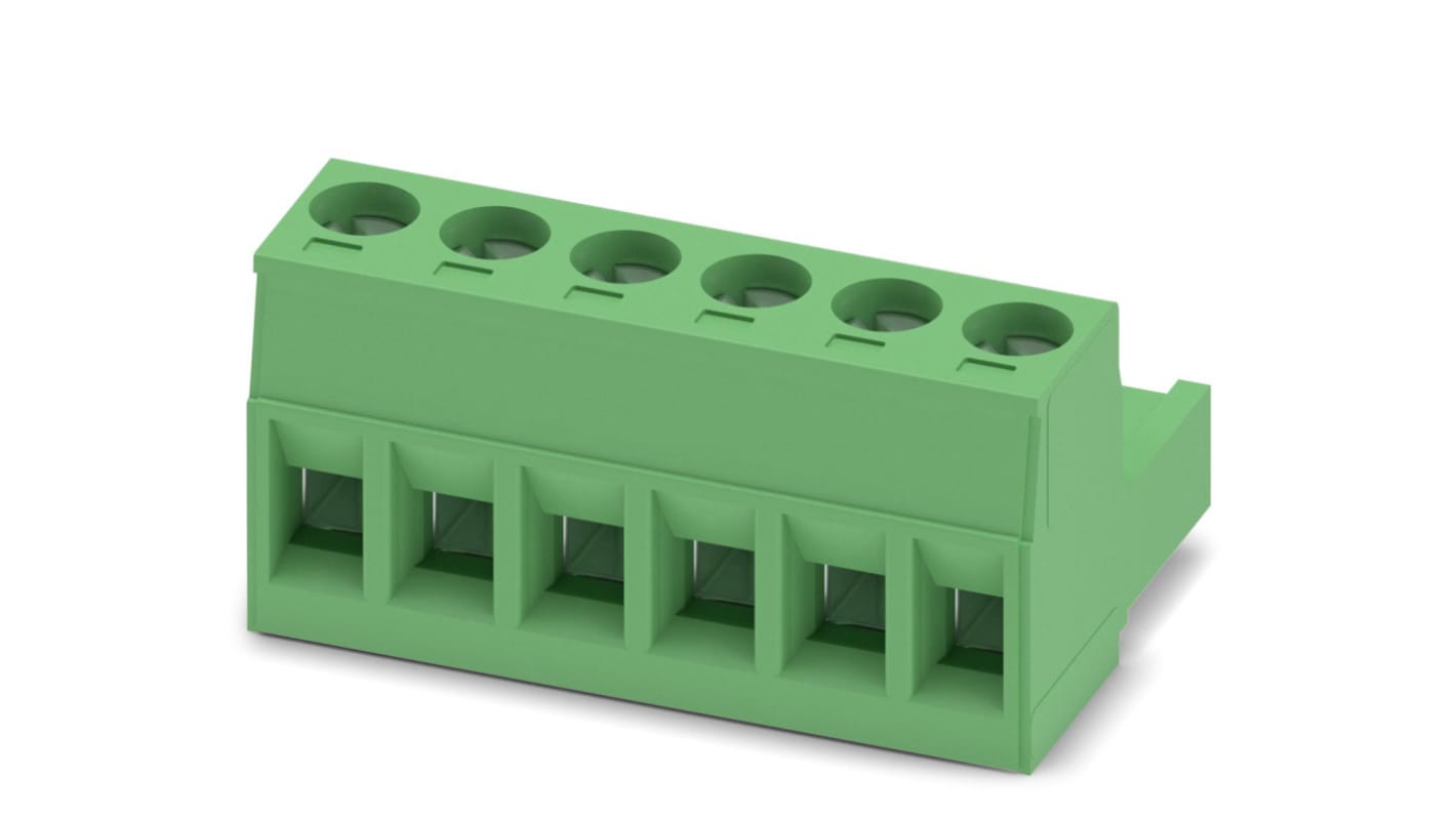 Phoenix Contact, 5mm Pitch, MSTB 2.5/ 6-ST, 6 Way, , Pluggable Terminal Block, Plug, Plug-In, Screw Termination, 1754520